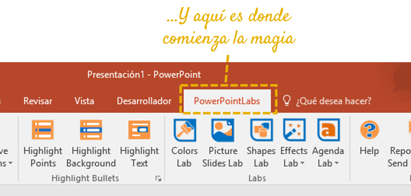 powerpoint labs ribbon