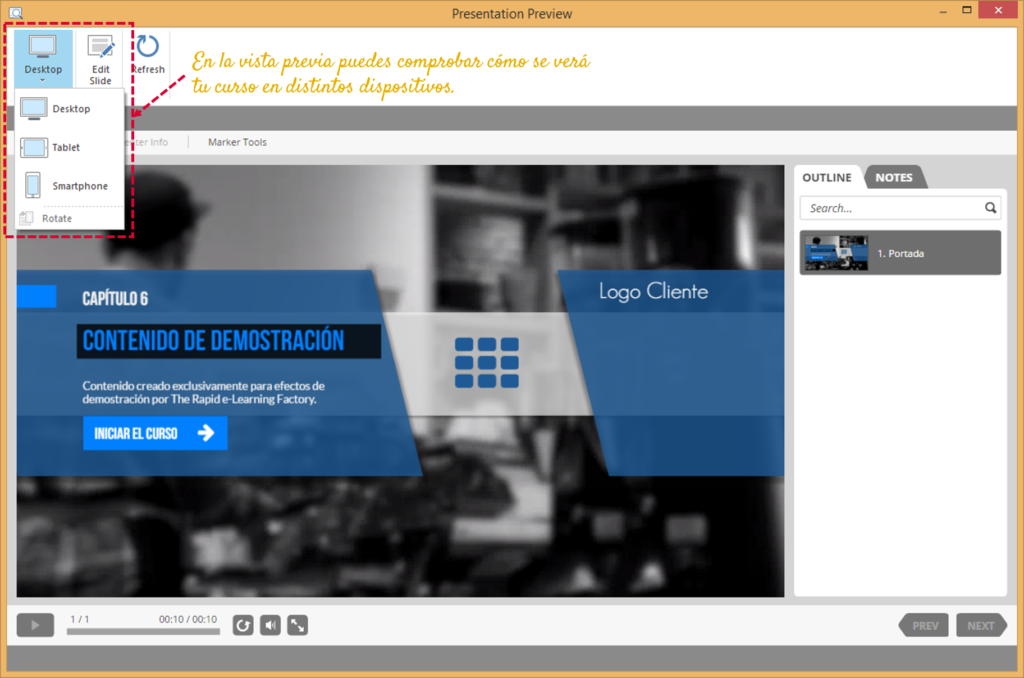 vista previa responsive